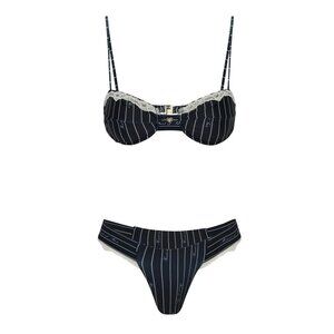 Heart of Sun Belle Cherie Classic Bikini Set in Pinstripe